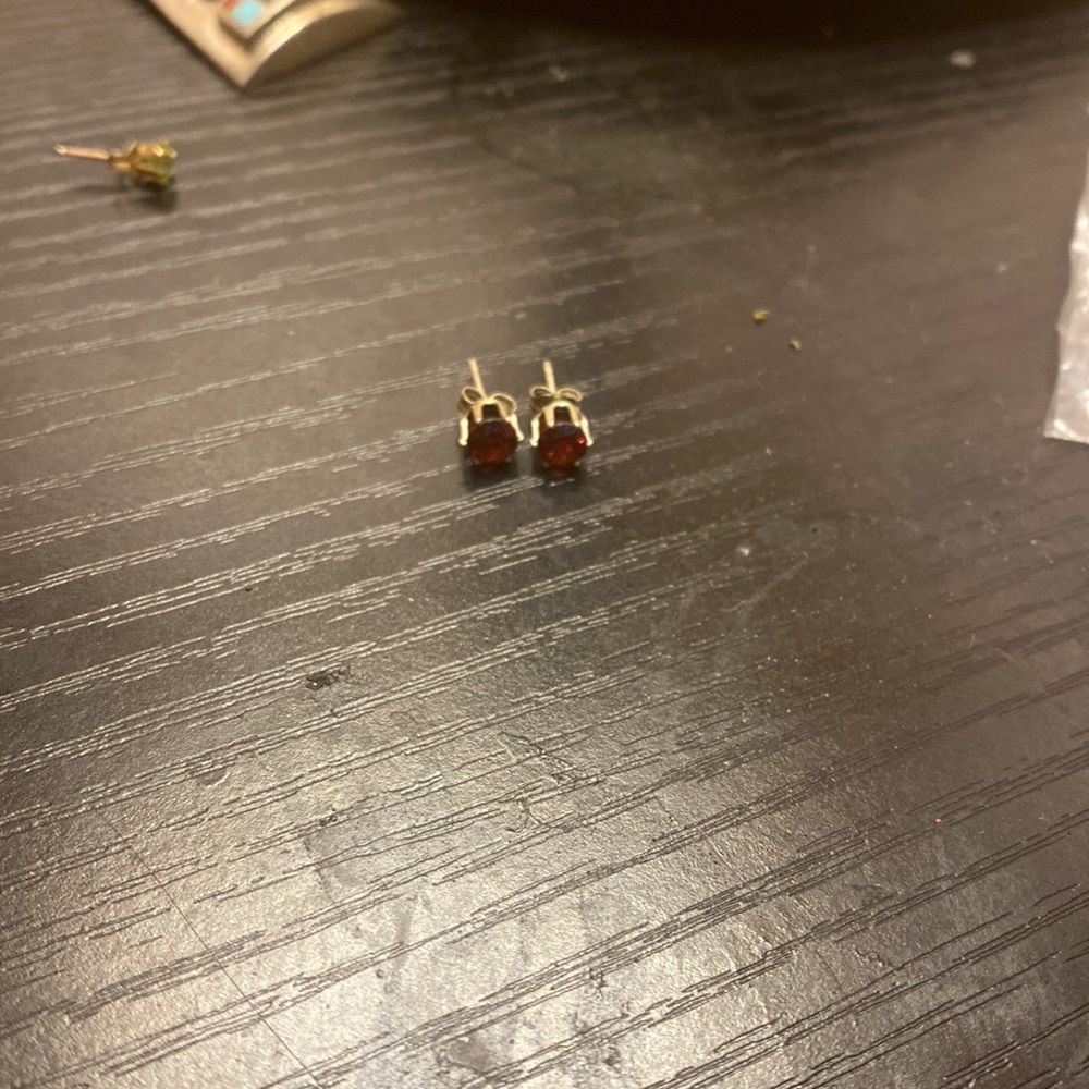 Ruby stud 925 silver earrings